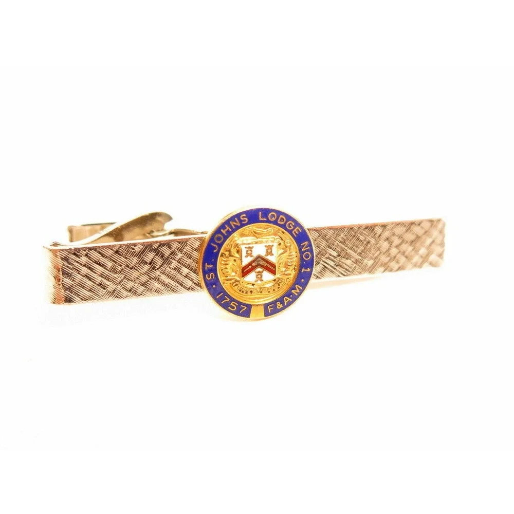 Vintage St.John's Lodge‎ F&AM 1757 Silver & Gold Toned Tie Clip Clasp